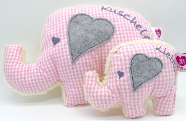 Kuscheltier ♥ Elefant mit Herz ♥ und mit Wunschnamen